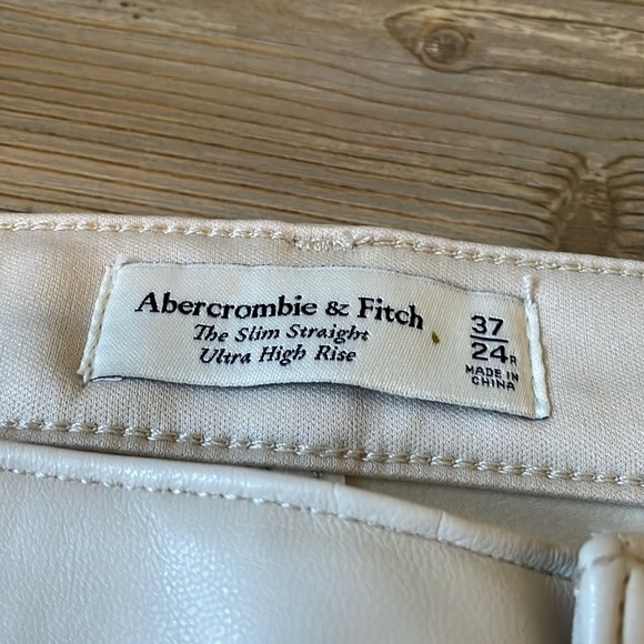 Abercrombie & Fitch Slim Straight Ultra High Denim Faux Leather Pant Plus Sz 24 - Picture 7 of 14